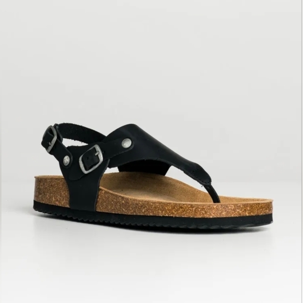 Oker Jasmin Black Leather Sandals Made In Spain Birks Style